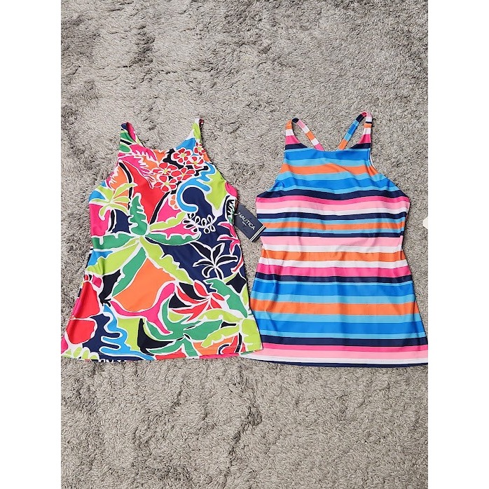 Nautica Swimsuit Tankini Top Lot Of 2 Criss Cross Back Women's Size Small Nwt